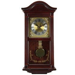 Bedford Clock Collection 22 Inch Wall Clock in Mahogany Cherry Oak Wood with Brass Pendulum and 4 Chimes - BED1423MAH