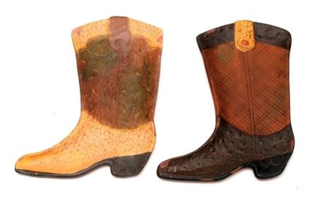 Terracotta Cowboy Boot Wall Plaque Set of 2 - 0197-149493