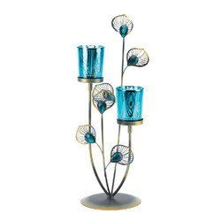 Peacock Plume Candle Holder - 10015949