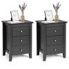 Beautiful Design Modern Style Bedside Cabinet With 3 Drawers - Black(Set of 2) - Nightstand