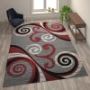 Valli Collection Modern Abstract Pattern Area Rug - Olefin Rug with Jute Backing for Hallway, Entryway, Bedroom, Living Room - Red - 8' x 10'