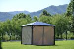 9.8 Ft. W x 9.8 Ft. D Aluminum Paito Gazebo with Polycarbonate Roof - Beige