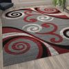 Valli Collection Modern Abstract Pattern Area Rug - Olefin Rug with Jute Backing for Hallway, Entryway, Bedroom, Living Room - Red - 8' x 10'