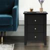 Beautiful Design Modern Style Bedside Cabinet With 3 Drawers - Black(Set of 2) - Nightstand