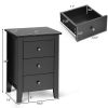 Beautiful Design Modern Style Bedside Cabinet With 3 Drawers - Black(Set of 2) - Nightstand