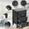 Beautiful Design Modern Style Bedside Cabinet With 3 Drawers - Black(Set of 2) - Nightstand